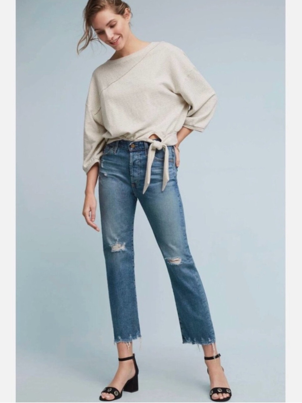 AG Adriano Goldschmied Anthropologie Sloan Crop Vintage Straight Leg Jean Sz 27